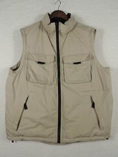 Men's Eddie Bauer Goose Down Vest MED Tan Hunting Chore Outdoors Hiking Pockets
