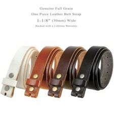 Casual Jean Belt Genuine Full Leather Vintage Belt Strap 1-1/8" wide Snap on