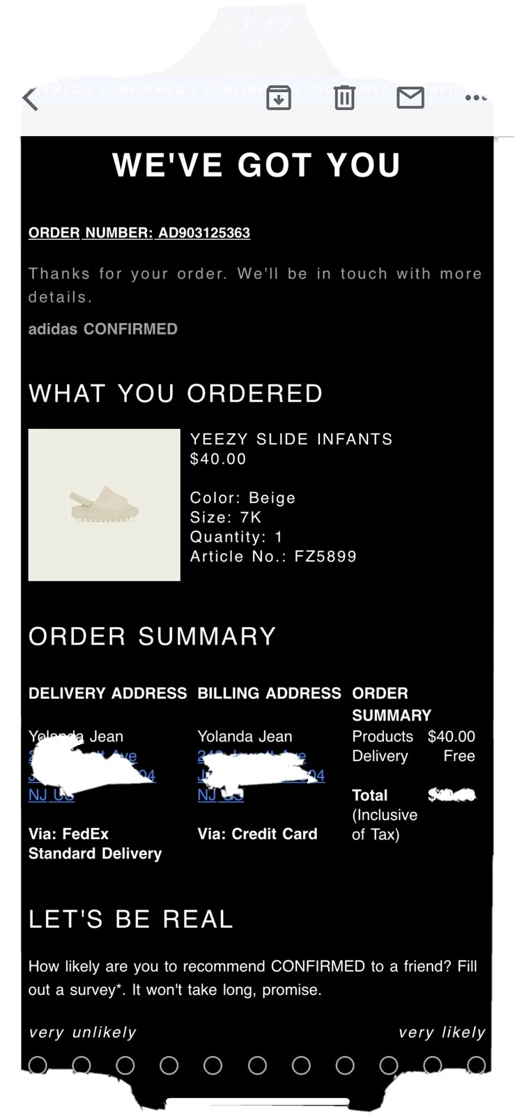 Adidas YZY Yeezy Slide Bone Beige FZ5899 Taglia 7K Neonato FZ5897