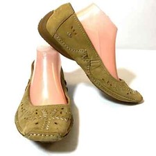 Hushpuppies Womens Flats Suede Leather Upper Wave Reflex Size 9 M Runs Large Tan