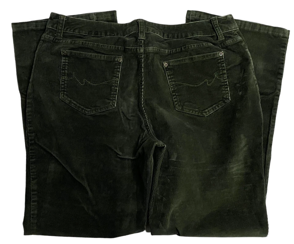 Pantalones de pana St Johns Bay bootcut para mujer talla 12 tiro medio bordados verdes Foto 2 de 4