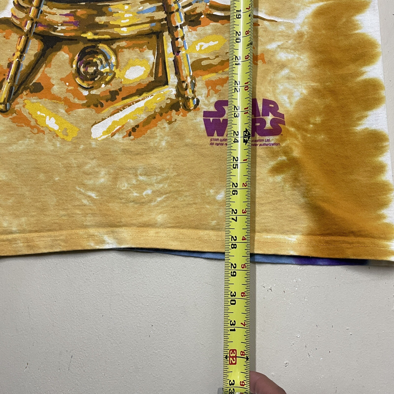 Vintage 90s Liquid Blue Star Wars C3PO R2-D2 Tie Dye T-Shirt Size L 1997 image 2
