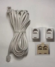 RJ11 Telephone Phone 15' Cable + 2 Modular In-Line Cord Coupler + 2-Way Splitter