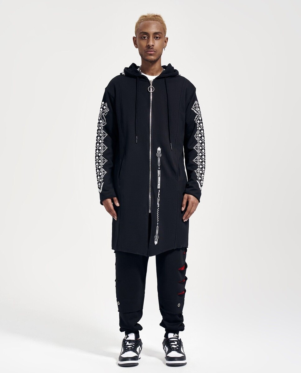 Niepce Unisex Cyber Alien Trench Coat Hooded Techwear Graphic