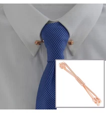 Ky & Co Collar Clip Made In USA Mens Bar Rose Gold Tone 2 1/8"