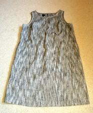 Womens Dress-TALBOTS-black/white tweedy linen lined  midi Old Money Classic-18W
