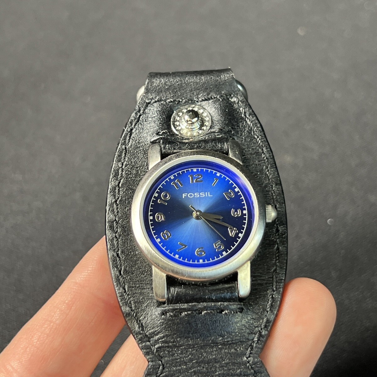 Fossil Time in Key Watch Key Chain Black Leather Silver | eBay