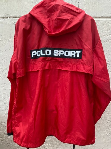 90’s RALPH LAUREN POLO SPORT RED SPELL OUT HOODED WINDBREAKER SZ M - Picture 3 of 6