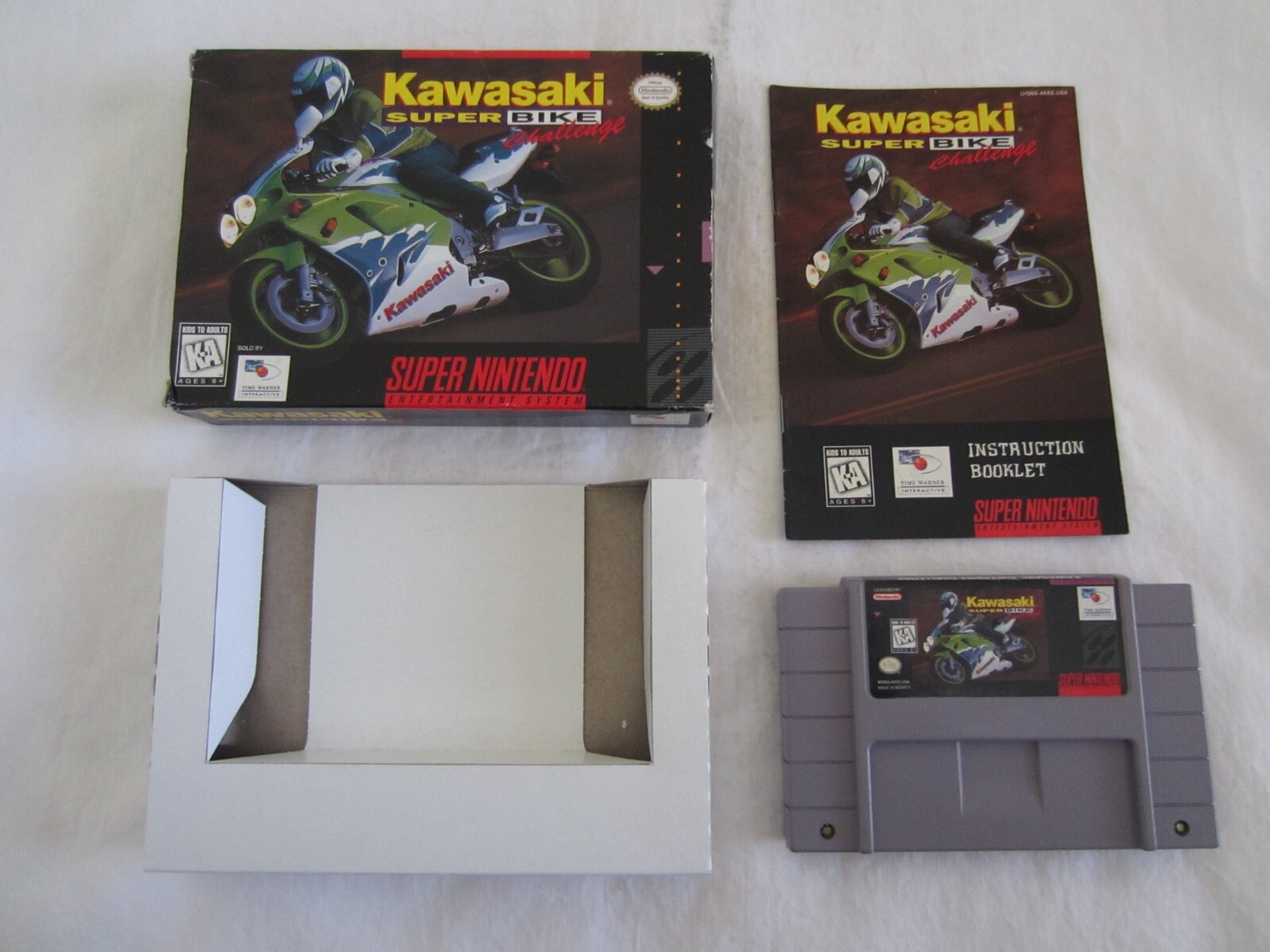 Kawasaki Superbike Challenge (SNES) Super Nintendo CIB Complete Time Warner RARE
