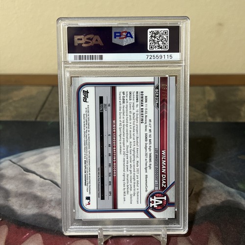 2022 Bowman Chrome Gold Shimmer Refractor /50 Wilman Diaz #BCP-239 PSA 10 POP 2 - Picture 2 of 2