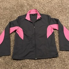 Tek Gear Womens S Gray  Pink Polyester Full Zip Jacket A44