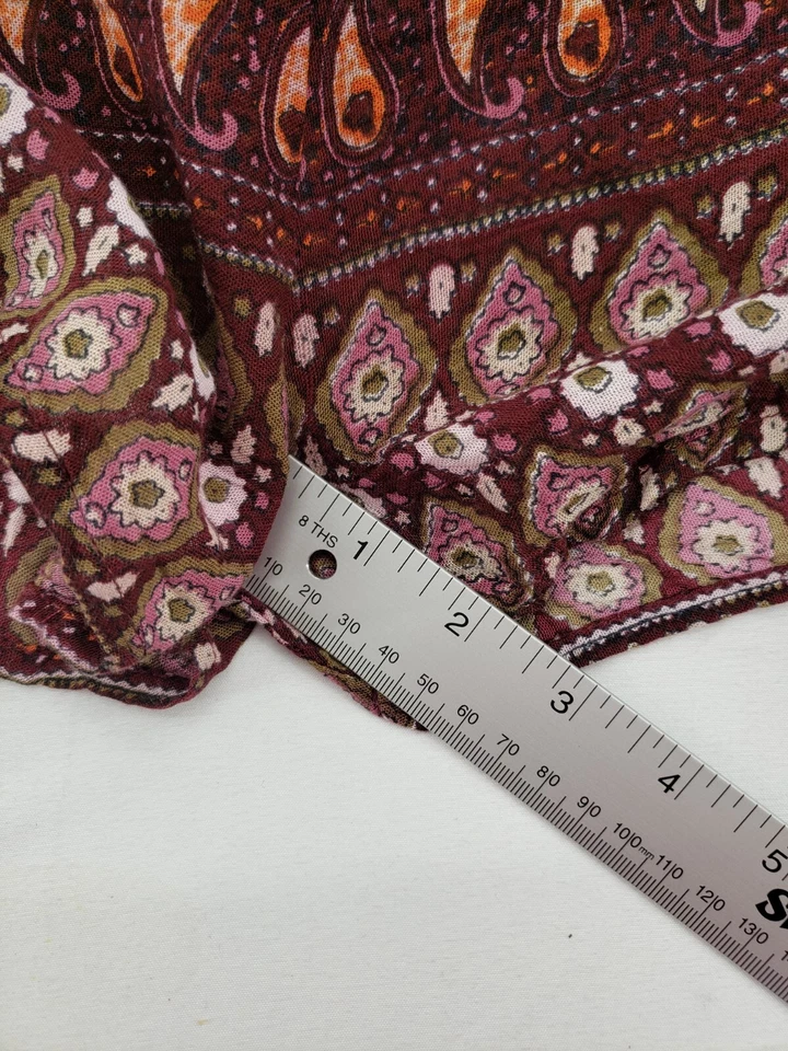 Womens Size M Maroon Paisley Striped Short Sleeve Open Back Romper Bodysuit NWT - Image 3 of 4