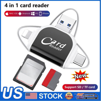 TF SD Card Adapter Multiport Reader 4 In 1 For iPhone 16 15 14 13 12 11 Pro Max 