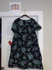 Vintage Jaylan Of California Tent Lounge House Dress Black Purple Flowers 2X