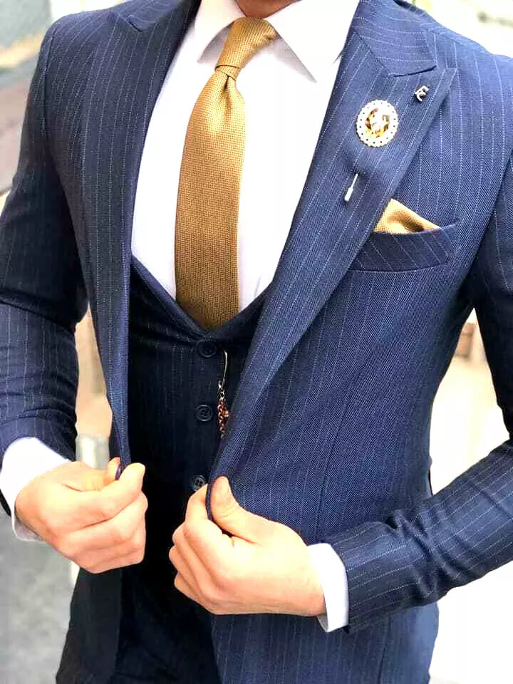Navy pinstripe hotsell vest