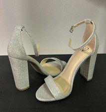 Windsor Silver Block Heels Size 5.5 Sparkling Wedding Formal Dress Shoe