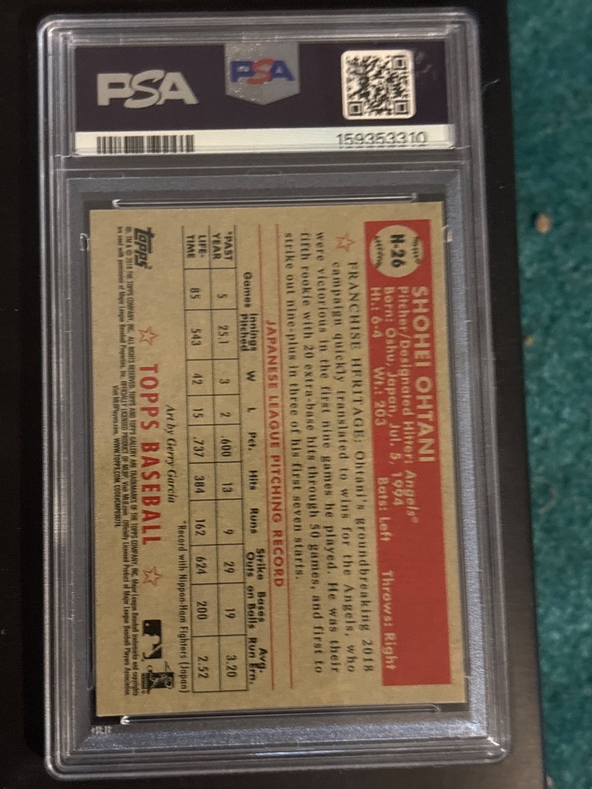 shohei ohtani rookie card psa 8 view 2