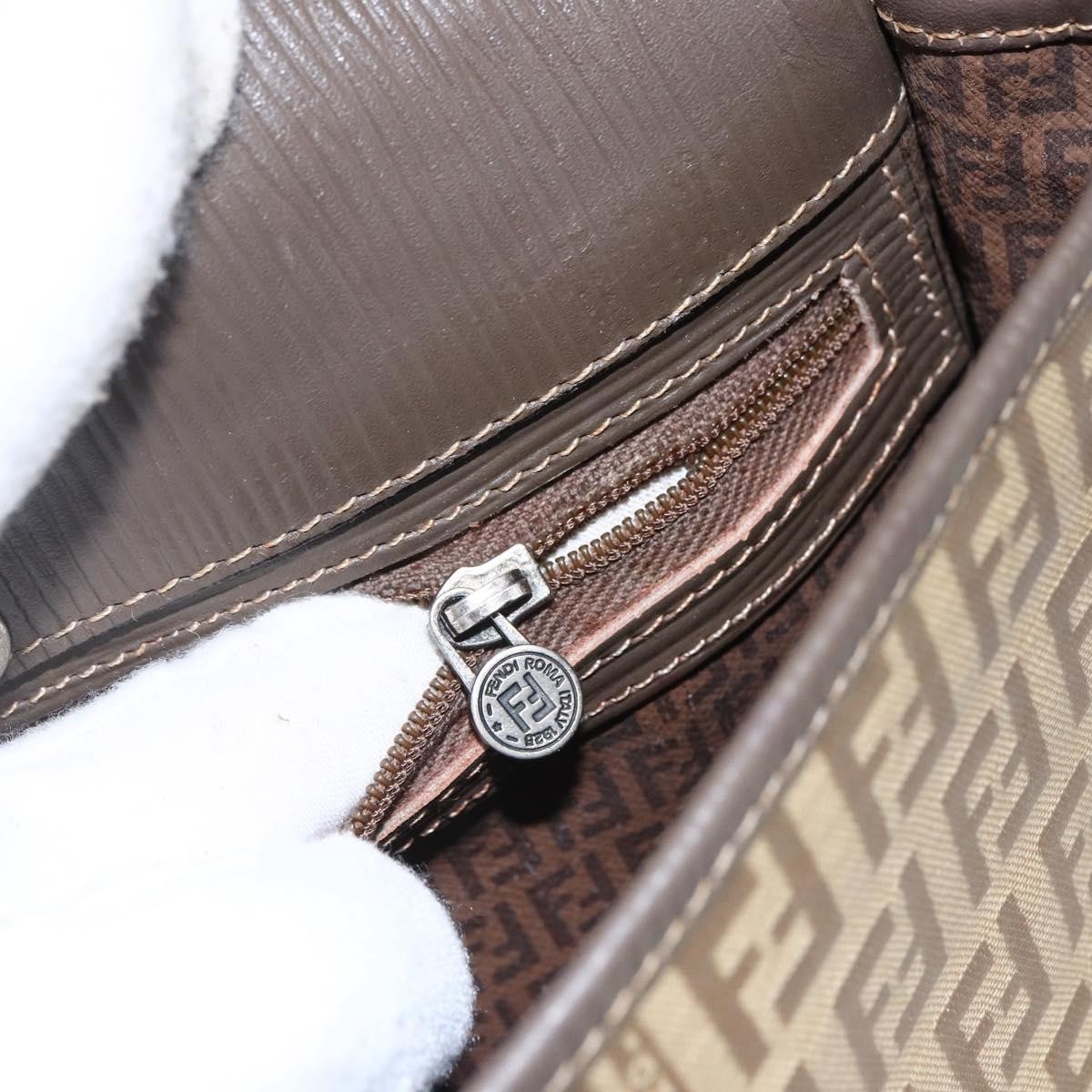 FENDI Zucchino Canvas Shoulder Bag Coated Canvas Beige Silver Auth 169510 thumbnail 15