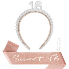 Birthday Girl Boy Headband and Sash Set for Party Decorations Photo Prop