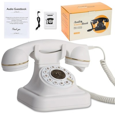 Vintage White Audio Guestbook Phone: Perfect for Wedding/Party Voice Messages