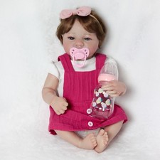 18" Reborn Baby Dolls Full Body Silicone Vinyl Real Lifelike Newborn Girl Doll