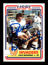 1984 USFL # 85 Dave Browning Autograph Signed Auto Card (M2) Oakland Invaders