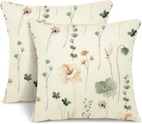 Kissenbezug 40X40Cm 2Er Set Leinen Florales AquarellgemäLde FüR Sofa