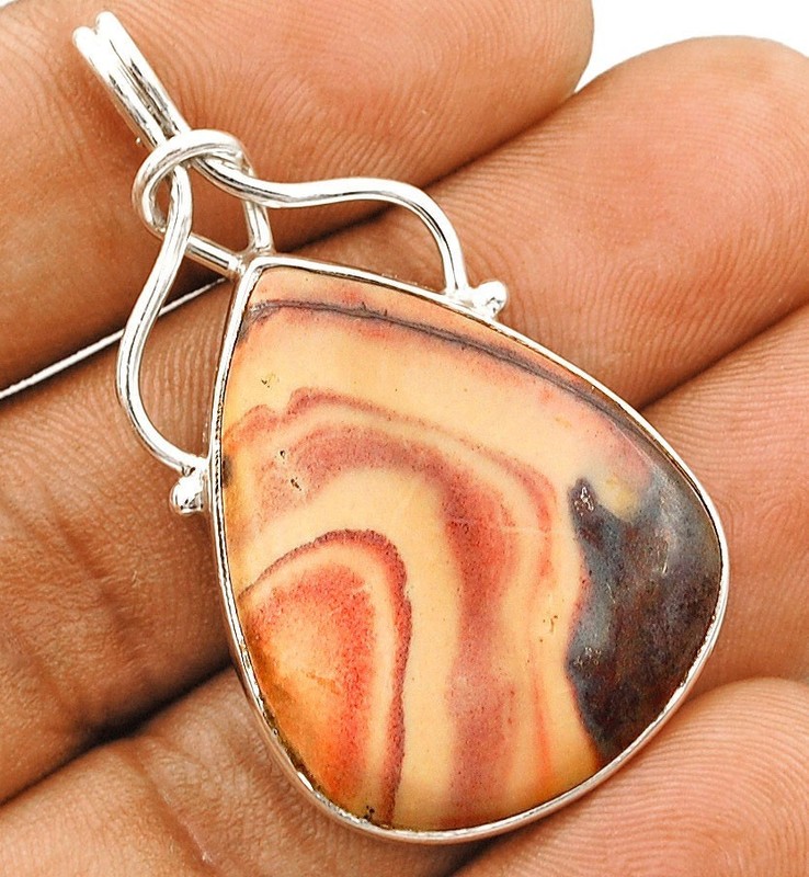 Natural Polychrome Jasper 925 Solid Sterling Silver Pendant Jewelry 