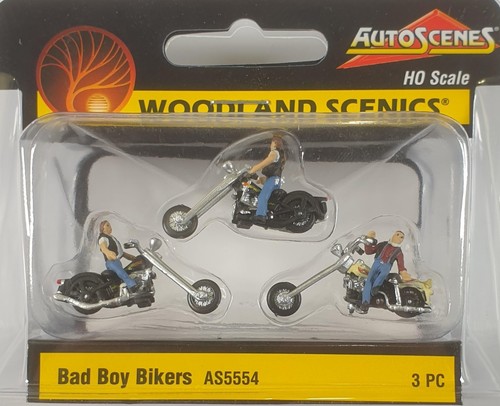 Woodland Scenics 5554 BAD BOY BIKERS en Choppers completamente pintado escala HO | Zustand: New