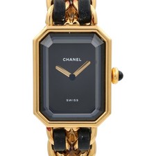 CHANEL CC Premiere S H0001 Quartz Watch Gold Plated Black