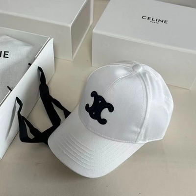 Celine White Arc de Triomphe Baseball Cap