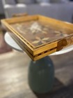 Wooden serving tray with marquetry star pattern inlay — photo 3