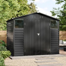 8x5.7ft Metal Large Storage Garden Shed Apex Roof Store Tool House Lockable Door