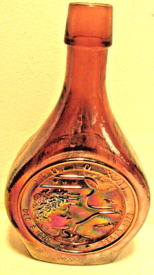 Wheaton Glass Apollo Flight to the Moon 8 1/4'' purple Carnival Glass Bottle