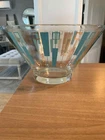 Vintage Anchor Hocking Geometric/Atomic Chip Bowl Turquoise/Gold