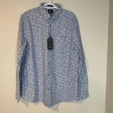 Ben Sherman Mens XL Dusky Blue Geometric Print Button Down Shirt BS13LW196 NWT