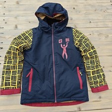 686 Youth Full Zip Jacket Size L Black Yellow Thermal Warmest Coat Waterproof