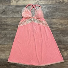 Victoria  s Secret Women's Pink Lace Trim Babydoll Nightgown Sz Small