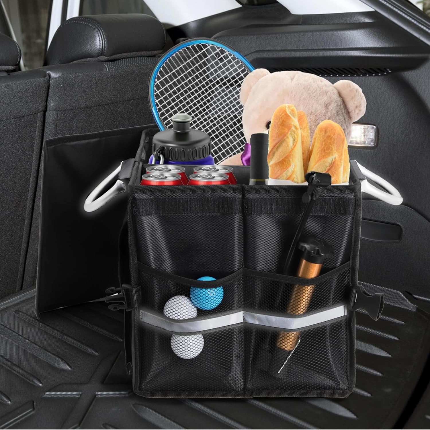 Frcctre Car Trunk Organizer With Lid, Small 28L Collapsible Black 