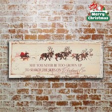 Vintage Style Holiday Themed Sign Featuring Santa Claus A Merry Christmas