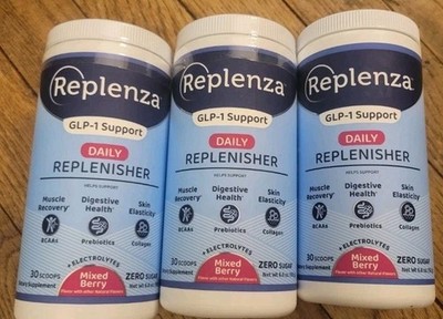 Replenza Daily Replenisher mixed berry  Powder Zero Sugar Exp 09/26 - 3pk