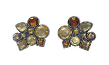 Pair of Lindsay Phillips Shoe Snaps D Amber Rhinestones