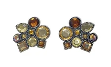 Pair of Lindsay Phillips Shoe Snaps D Amber Rhinestones