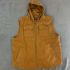 Wrangler Workwear Hooded Vest 3XL Brown Canvas Quilted Full Zip