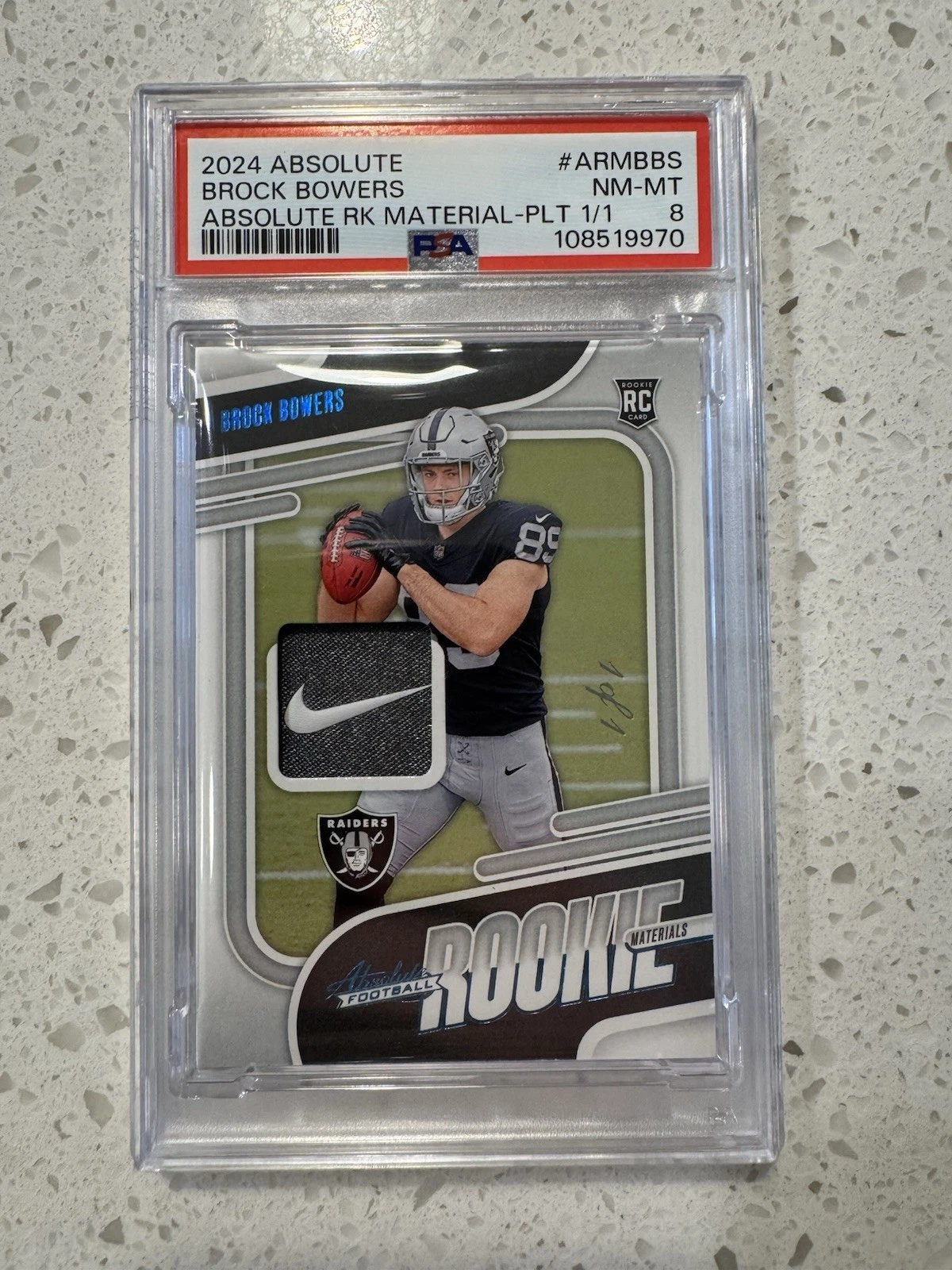 Brock Bowers Panini Absolute Absolute Rookie Materials #ARMBBS Platinum 1/1