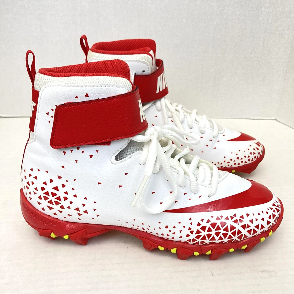 Nike Youth Football Cleats Kids 4Y Red White High-Top Strap Fastflex 880133-166 - Image 2 of 4