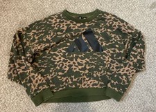 Adidas Women's Size L Leopard Print Camo Graphic Crewneck Sweatshirt