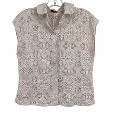 Fendi Cream Lace Cap Sleeve Blouse  Women  s M Cotton Nylon, Italy