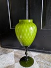 Vintage HAND MADE IN Italy Green Pedestal Glass Apothecary Jar Twist Stem MCM 14 — photo 1