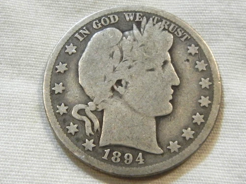 1894 O liberty barber silver half dollar coin